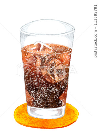可樂飲料手繪水彩插畫素材 113595791