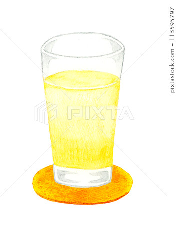 柚子汁飲料手繪水彩插畫素材 113595797
