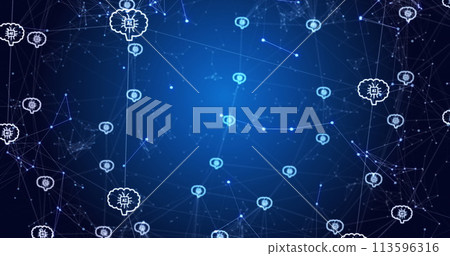 Image of ai data processing over connections with icons Image of ai data processing over connections with icons 113596316