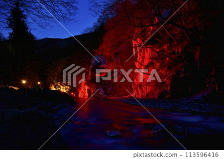 Illumination of the Misotsuchi Icicles in the Otaki area of Chichibu City Illumination of the Misotsuchi Icicles in the Otaki area of Chichibu City 113596416