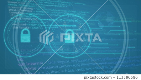 Image of padlock icons and data processing 113596586