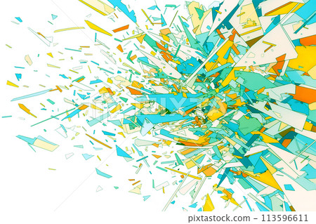 Explosion background with colorful debris scattered 113596611