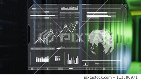 Image of data on screens and password over servers 113596971