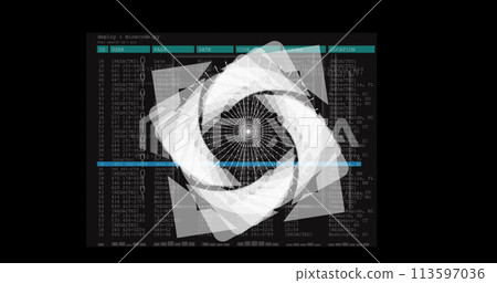 Image of data processing over dark background Image of data processing over dark background 113597036