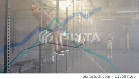Image of graph processing data over diverse group cross training on pull up bars and rope at gym 113597166