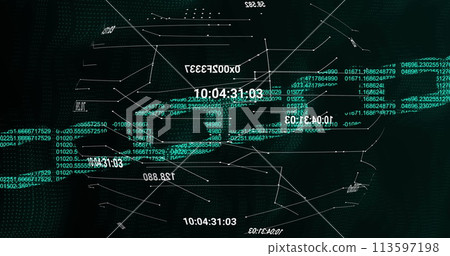 Image of numbers and block chain on black background Image of numbers and block chain on black background 113597198