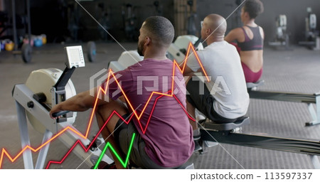 Image of graph processing data over diverse group training on rowing machines at gym 113597337