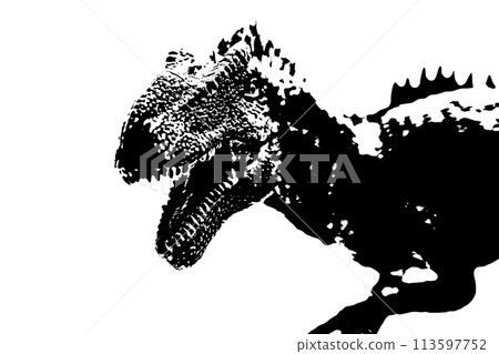 black dinosaur silhouette isolated on white background, model of giganotosaurus toy black dinosaur silhouette isolated on white background, model of giganotosaurus toy 113597752