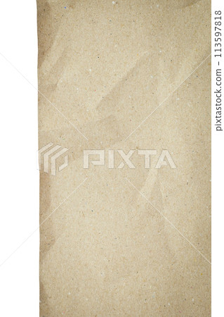 blank brown paper texture isolated on white background, old page for craft design 113597818