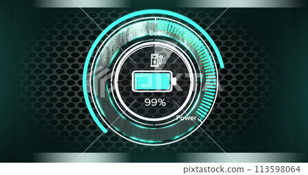 Image of ai data processing over scope and battery background 113598064