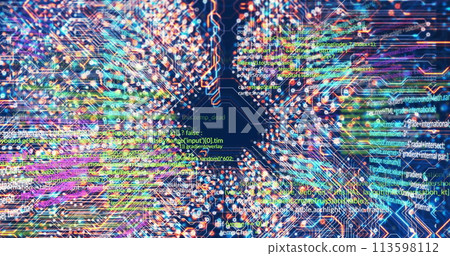 Image of data processing on blue background 113598112