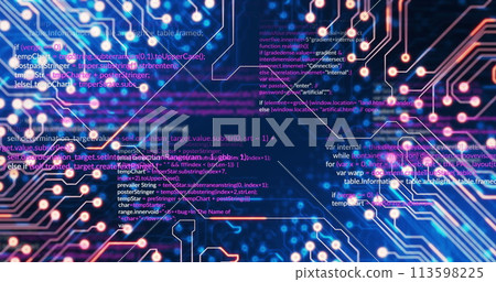 Image of data processing over blue background Image of data processing over blue background 113598225