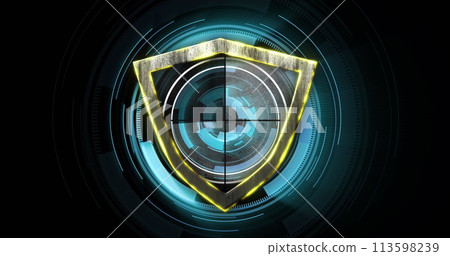 Image of shield and scope data processing and dark background 113598239