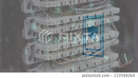 Image of smartphone icon over data processing and server 113598268