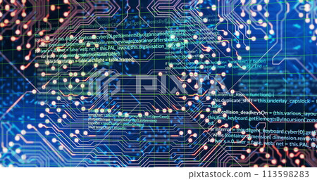 Image of data processing over blue background 113598283