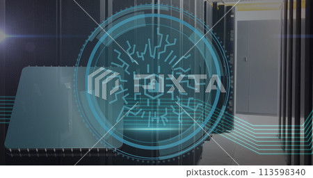 Image of padlock icon over data processing and... - Stock Illustration ...
