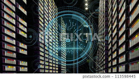 Image of data processing over server room 113598445