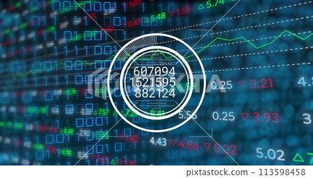 Image of data processing over black background Image of data processing over black background 113598458