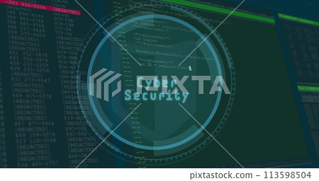 Image of data processing and padlock over blue background 113598504