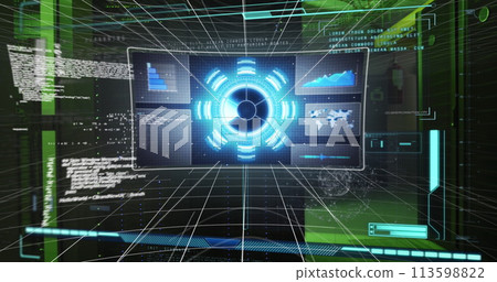 Image of computing data processing over screens 113598822