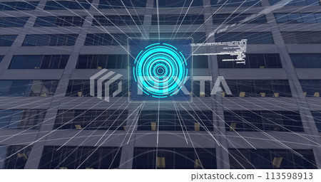 Image of data processing and modern office building 113598913