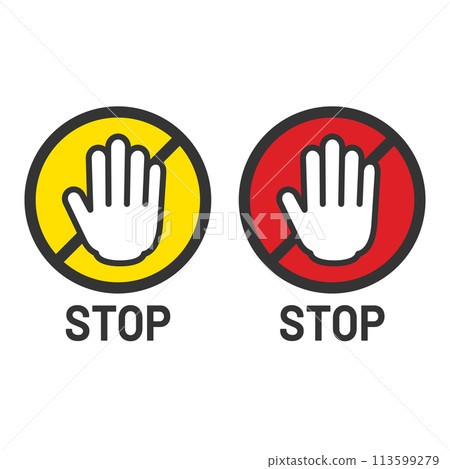 No Entry Icon Set Red Yellow 113599279