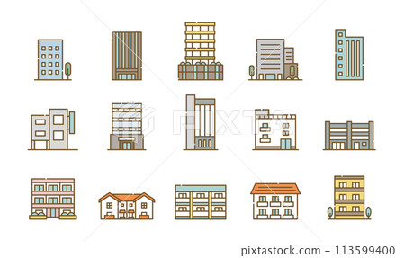 建築公司公寓建築圖示集 113599400