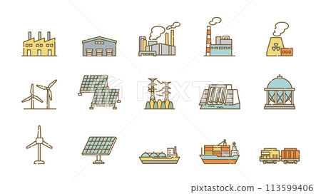 工業、物流、發電、商業圖示集 工業、物流、發電、商業圖示集 113599406