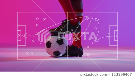 Image of african american male soccer player over stadium drawing Image of african american male soccer player over stadium drawing 113599407