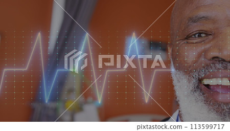 Image of medical data processing over african american male doctor Image of medical data processing over african american male doctor 113599717