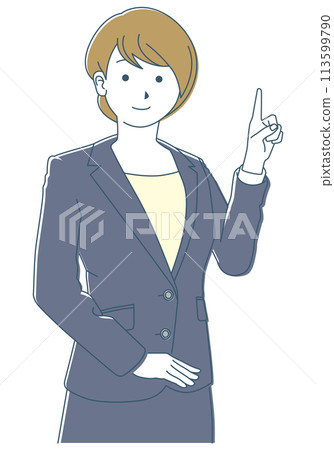 woman pointing finger 113599790