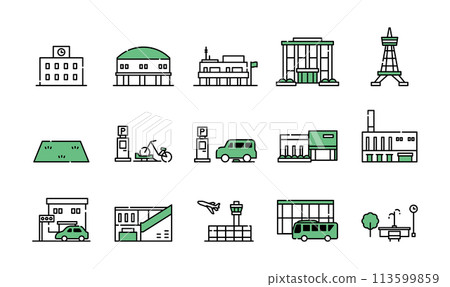 City building icon set City building icon set 113599859