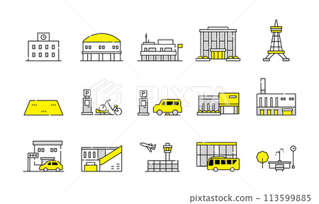 City building icon set 113599885