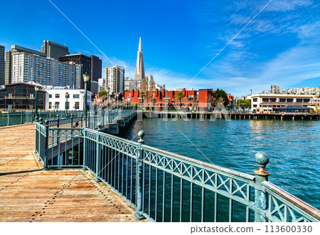 Skyline of San Francisco from Pier 7 at the Embarcadero - California, United States 113600330