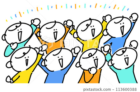 Smiling and enthusiastic men watching a concert Smiling and enthusiastic men watching a concert 113600388