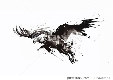 鷹水墨畫 113600447