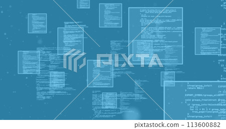Image of data processing over multiple screens 113600882