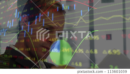 Image of data processing over caucasian businessman 113601039