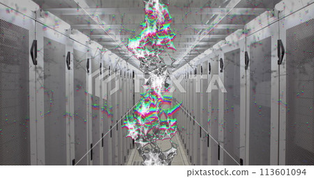 Image of dna rotating over servers 113601094