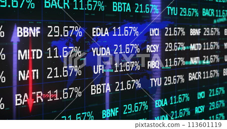 Image of data processing over black background Image of data processing over black background 113601119