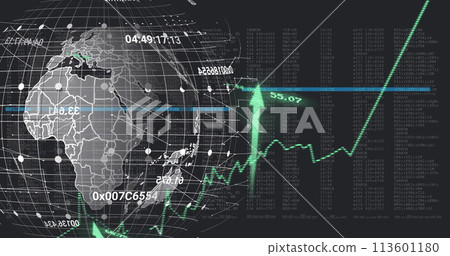 Image of data processing over globe Image of data processing over globe 113601180