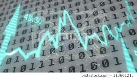 Image of financial data processing with graph and envelope icon on white background Image of financial data processing with graph and envelope icon on white background 113601213