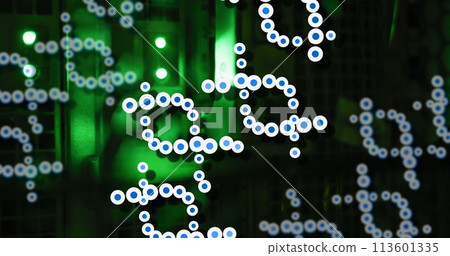 Image of medical data processing over server room Image of medical data processing over server room 113601335