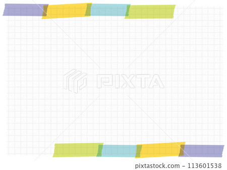 灰色方格紙和美紋膠帶的備忘錄背景，尺寸比例3:4 113601538