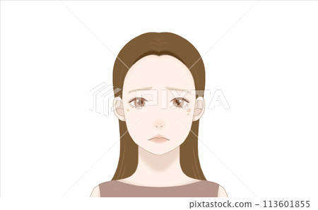 Front view of a woman in her 40s (worried about spots) Front view of a woman in her 40s (worried about spots) 113601855