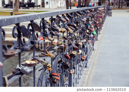 Love locks on bridge in Yekaterinburg 113602010