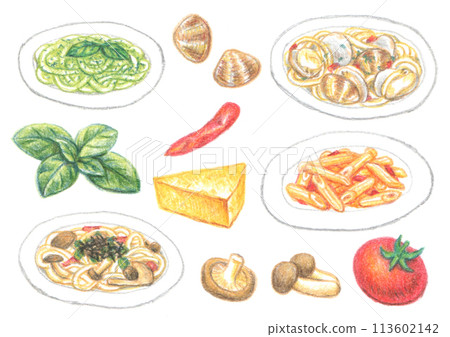 用色鉛筆繪製的意大利食物 用色鉛筆繪製的意大利食物 113602142
