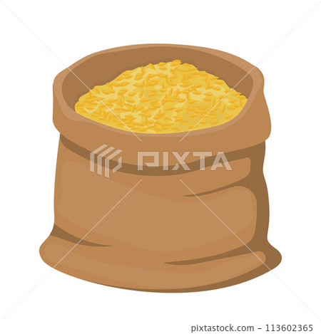A bag of food ingredient wheat grain cartoon vector isolated illustration 113602365