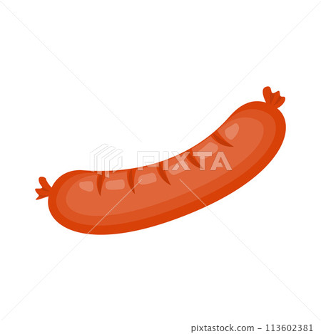 Meat food pork sausage cartoon vector isolated illustration 113602381