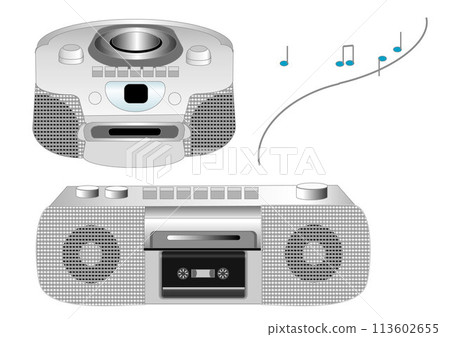 Illustration of retro boombox and CD boombox 113602655